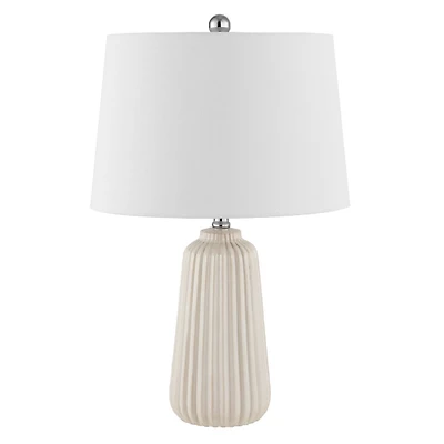 Ivory Ceramic Ribbed Sawyer Table Lamp
