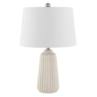 Ivory Ceramic Ribbed Sawyer Table Lamp