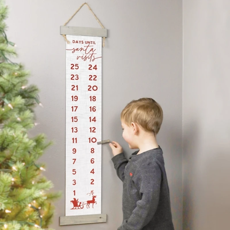 Santa Visits Countdown Hanging Wall Plaque