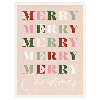 Pink Snowy Merry Christmas Framed Wall Plaque