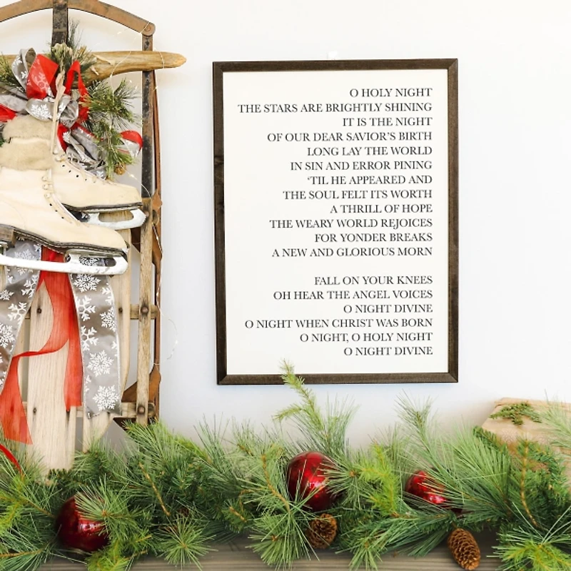 O Holy Night Framed Wood Wall Plaque