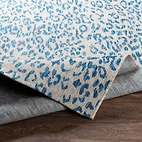 Cauli Blue Leopard Print Outdoor Runner, 2x10