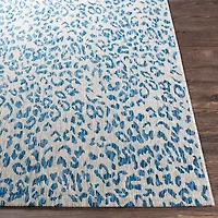 Cauli Blue Leopard Print Outdoor Runner, 2x10