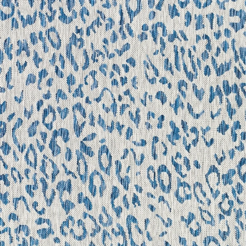 Cauli Blue Leopard Print Outdoor Runner, 2x10