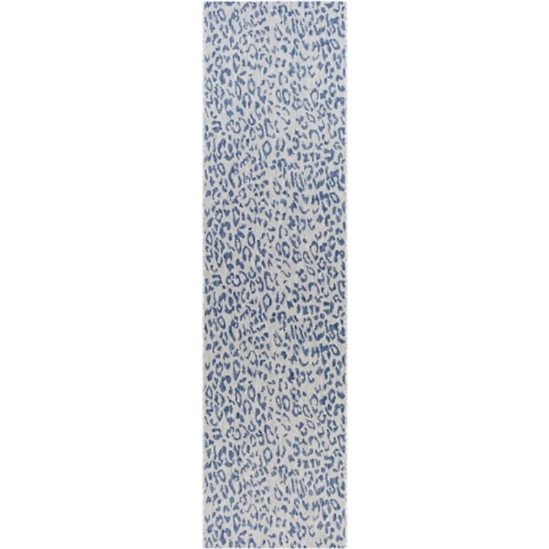 Cauli Blue Leopard Print Outdoor Runner, 2x10