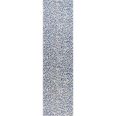 Cauli Blue Leopard Print Outdoor Runner, 2x10