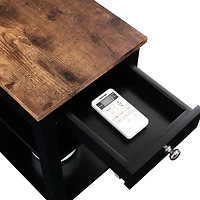 Black Two-Tone Pull-Out Drawer Accent Table