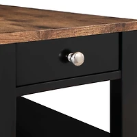 Black Two-Tone Pull-Out Drawer Accent Table