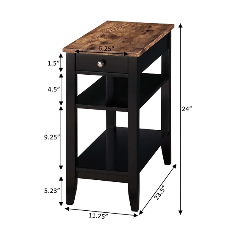 Black Two-Tone Pull-Out Drawer Accent Table