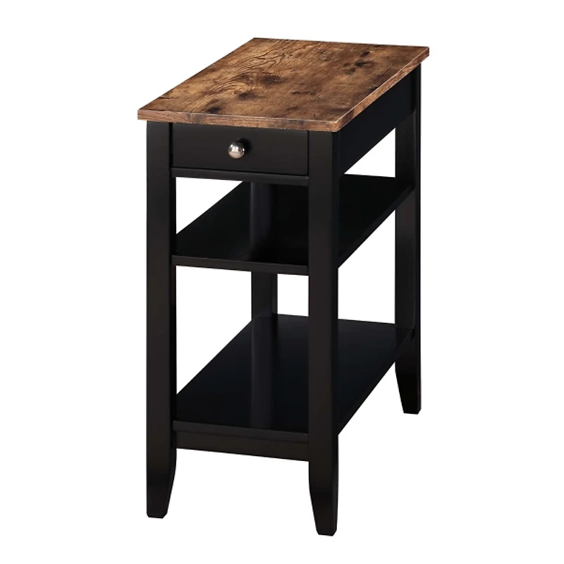 Black Two-Tone Pull-Out Drawer Accent Table