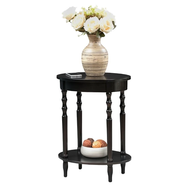 Black Spindle Legs Oval Accent Table