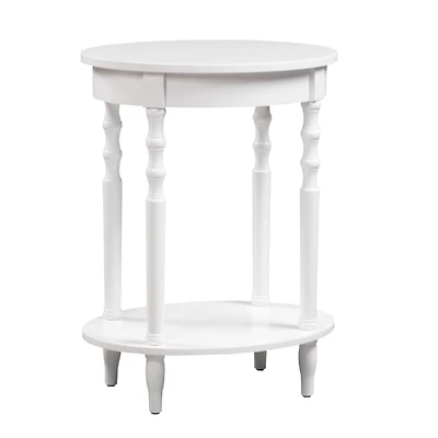 White Spindle Legs Oval Accent Table