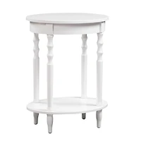 White Spindle Legs Oval Accent Table