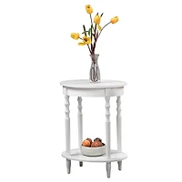 White Spindle Legs Oval Accent Table