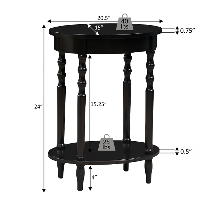 White Spindle Legs Oval Accent Table