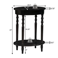 White Spindle Legs Oval Accent Table