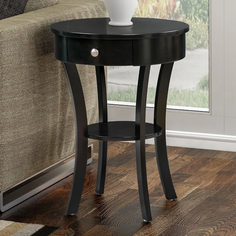 Curved Legs Round Drawer Accent Table