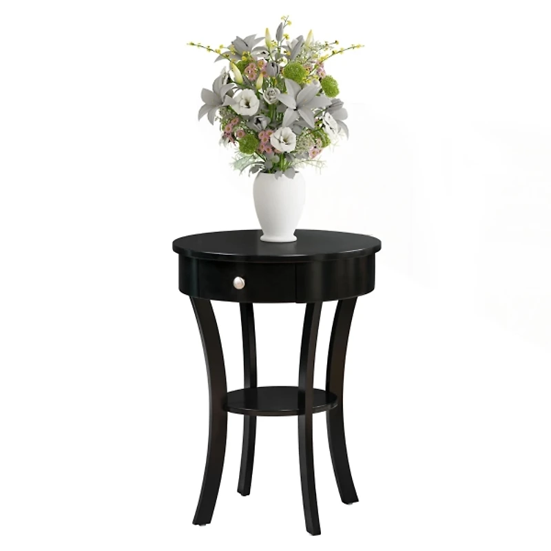 Curved Legs Round Drawer Accent Table