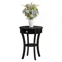 Curved Legs Round Drawer Accent Table