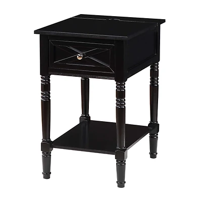 Black Wood Charging Traditional Accent Table