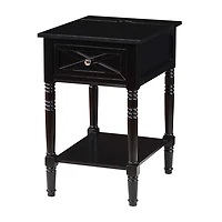 Black Wood Charging Traditional Accent Table