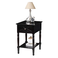 Black Wood Charging Traditional Accent Table