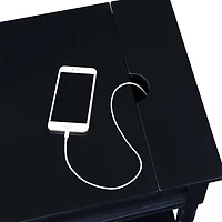 Black Wood Charging Traditional Accent Table