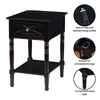 Black Wood Charging Traditional Accent Table