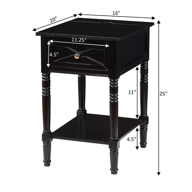 Black Wood Charging Traditional Accent Table