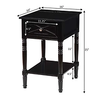 Black Wood Charging Traditional Accent Table