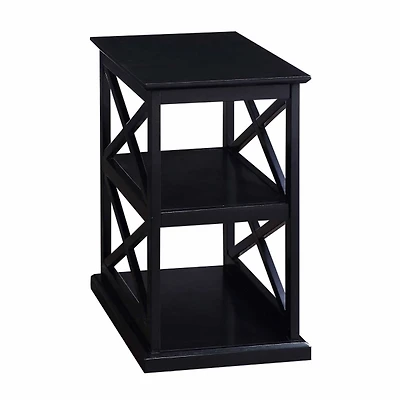 Black Wood Double X Sides Accent Table