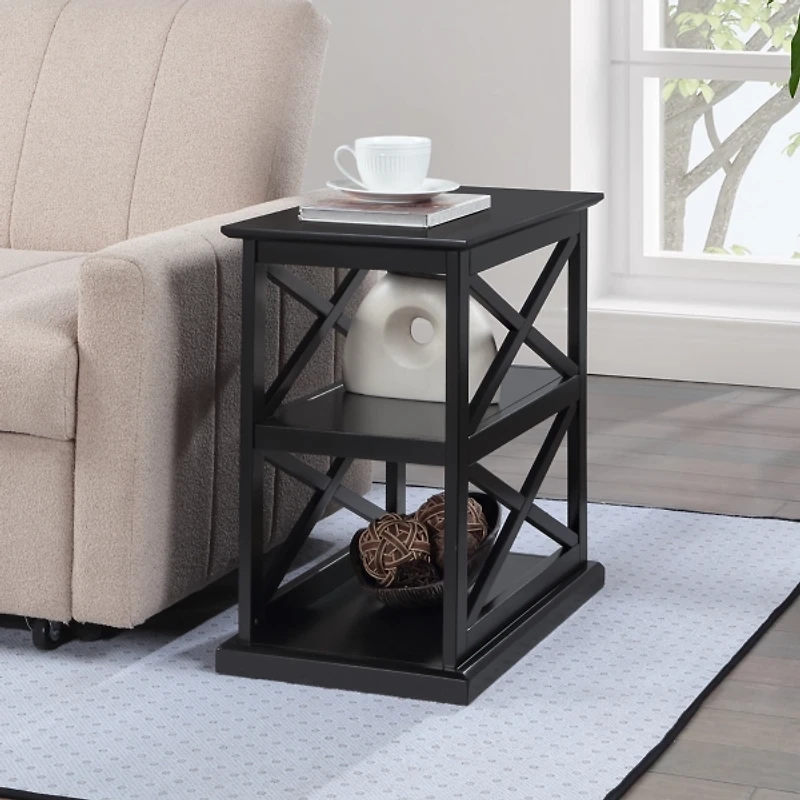 Wood Double X Sides Accent Table