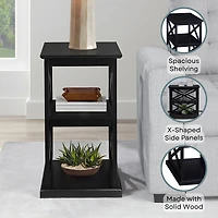 Wood Double X Sides Accent Table