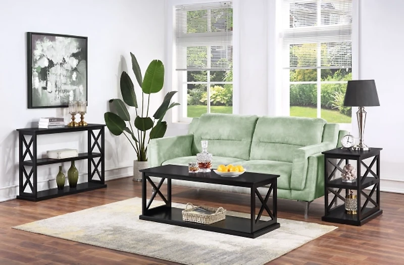 Wood Double X Sides Accent Table