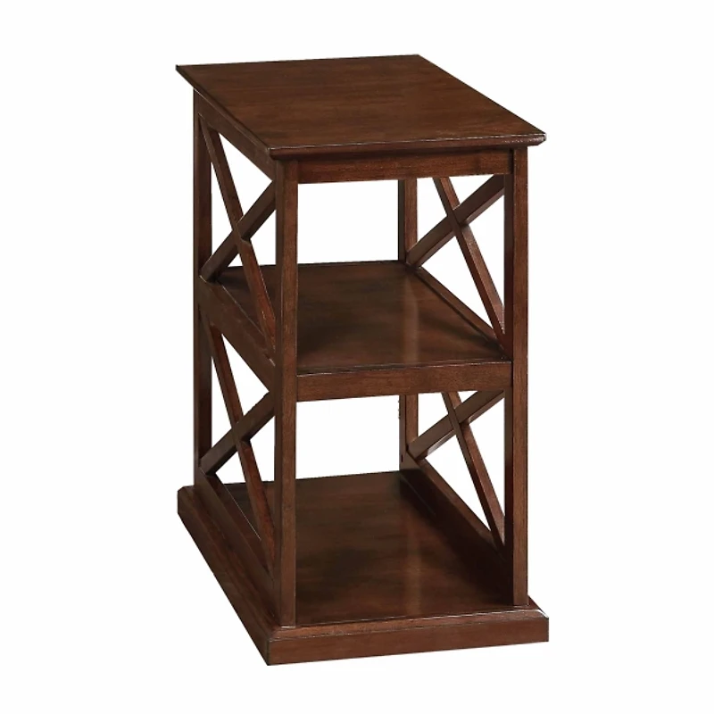Brown Wood Double X Sides Accent Table