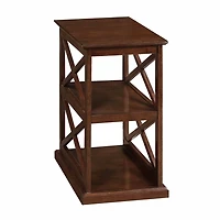 Brown Wood Double X Sides Accent Table