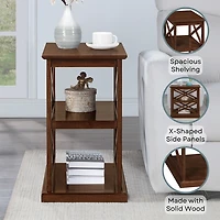Brown Wood Double X Sides Accent Table