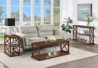 Brown Wood Double X Sides Accent Table