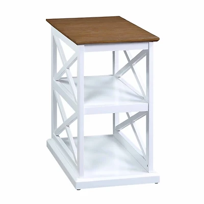 White Two-Tone Wood Double X Sides Accent Table