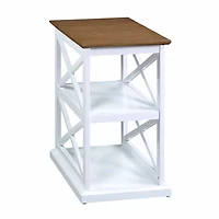 White Two-Tone Wood Double X Sides Accent Table