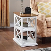 White Two-Tone Wood Double X Sides Accent Table