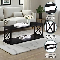 Wood Double X Sides Coffee Table