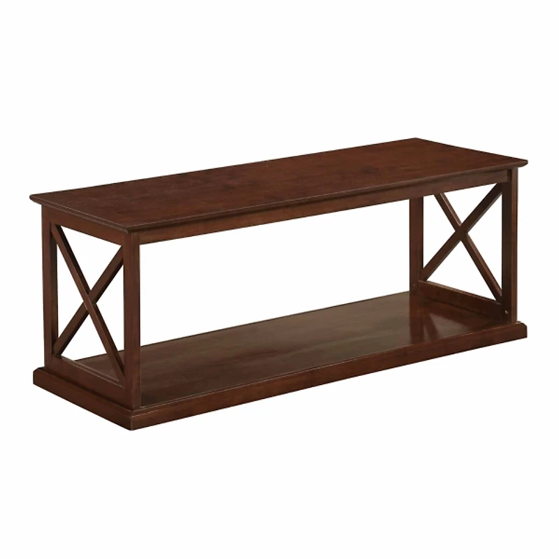 Brown Wood Double X Sides Coffee Table