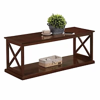 Brown Wood Double X Sides Coffee Table