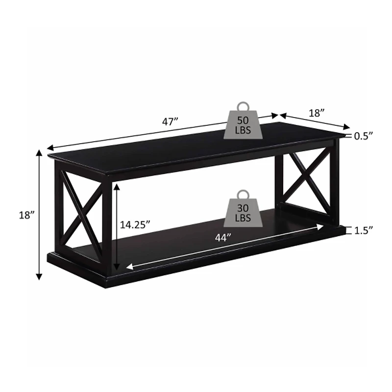 Brown Wood Double X Sides Coffee Table