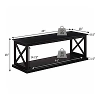 Brown Wood Double X Sides Coffee Table