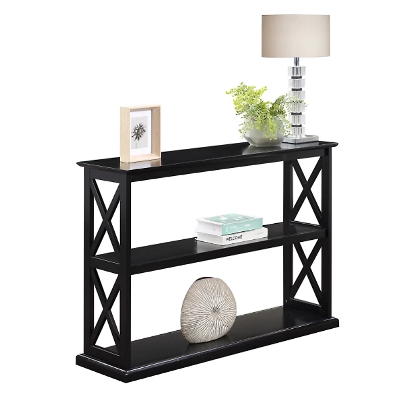 Black Wood Double X Sides Console Table
