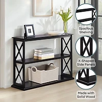 Black Wood Double X Sides Console Table