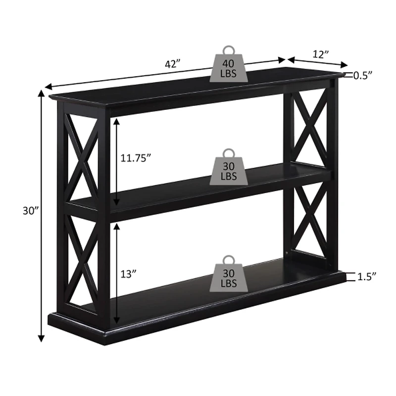 Black Wood Double X Sides Console Table