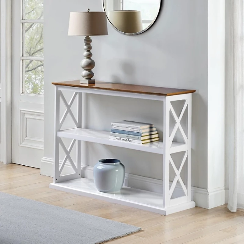 White Two-Tone Double X Sides Console Table